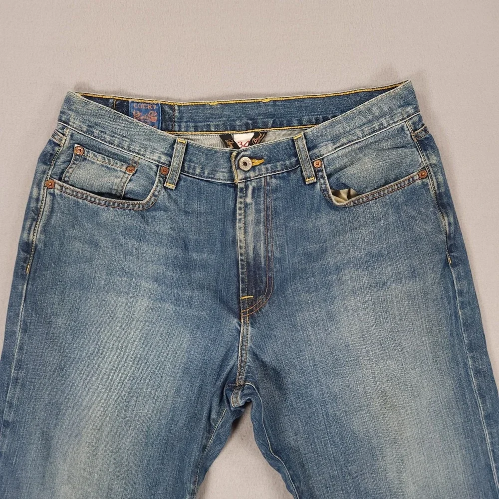 Lucky Brand Jeans Mens 34x34 Bootleg Y2K 100% Cotton Denim Bootcut - Picture 13 of 16